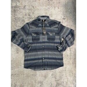 Social Republic Shirt Mens Large Gray Plaid Pearl Snap Long Sleeve